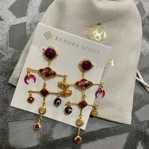 Gemma Statement Earrings Vintage Gold Plum Mix